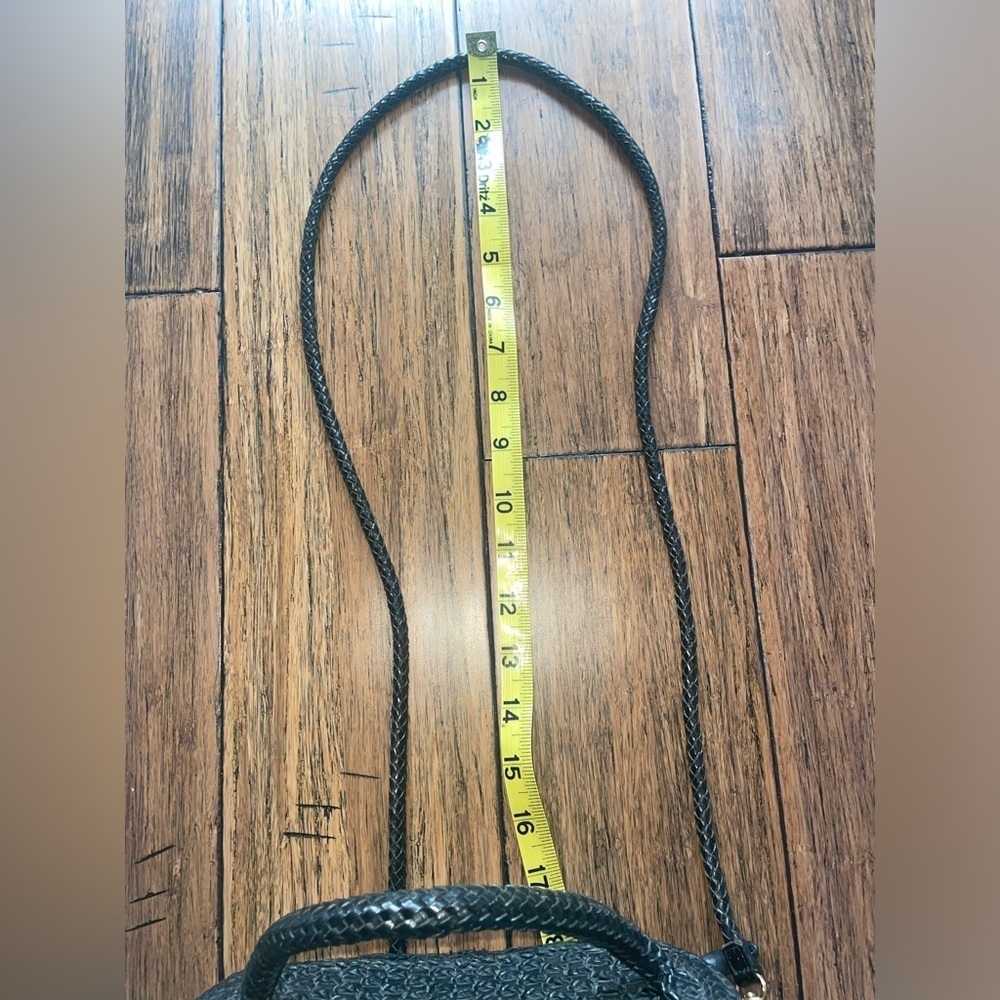 Vintage🖤woven leather bag top handle basket bag black shoulder bag crossbody - Picture 14 of 16